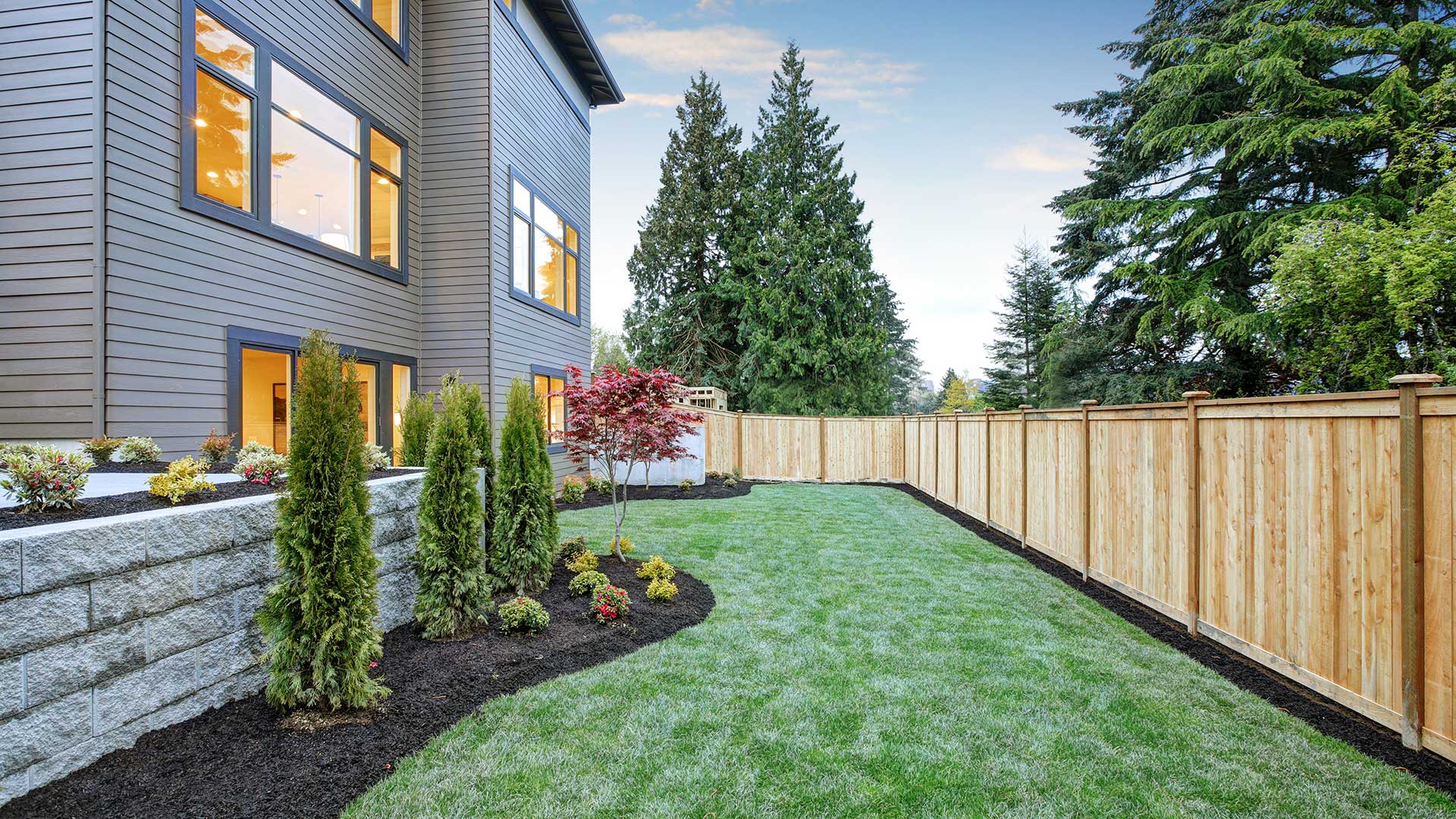 A side yard with neat landscaping at a home in Lents, OR.
