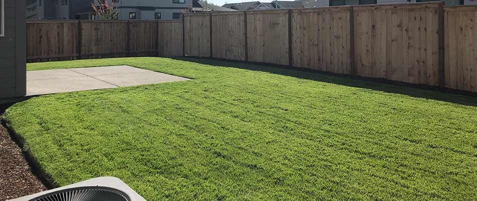 Bright green sod installation at a home in Troutdale, OR.