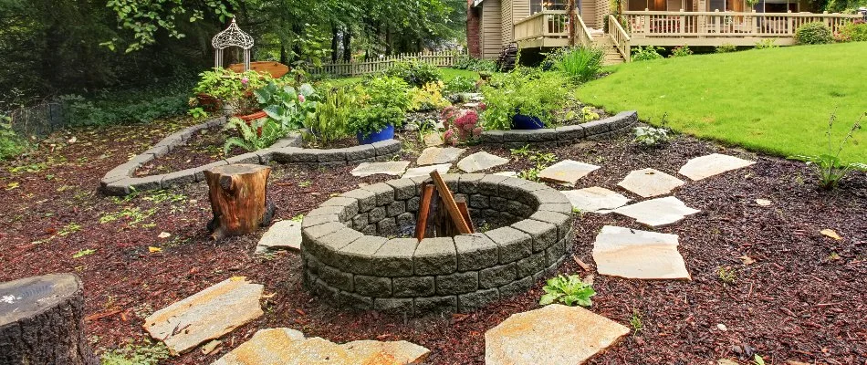 Outdoor space in Portland, OR, with fire pit and landscape area.