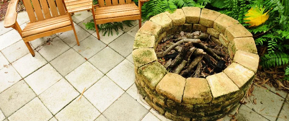 Wood on a fire pit in Portland, OR.