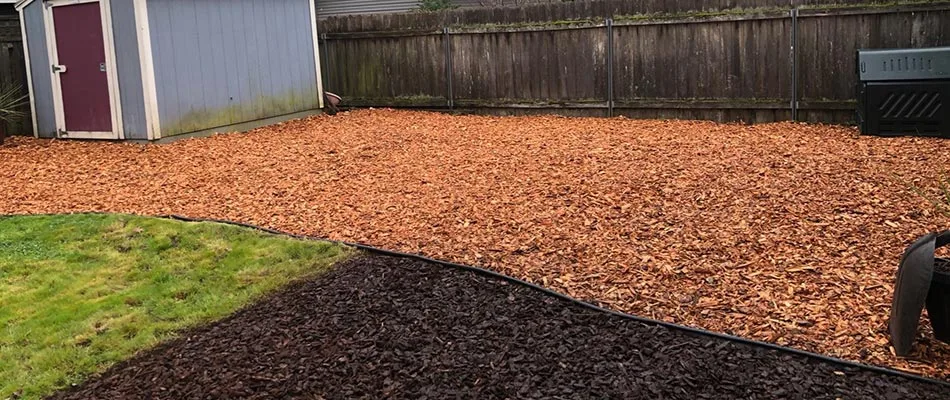 Mulch helps this yard in the Portland, OR area get a new look.