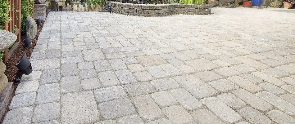 A concrete paver patio in Raleigh Hills, OR.