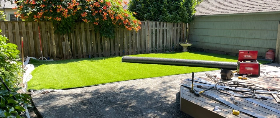 Cut out for artificial turf area in Beaverton, OR.