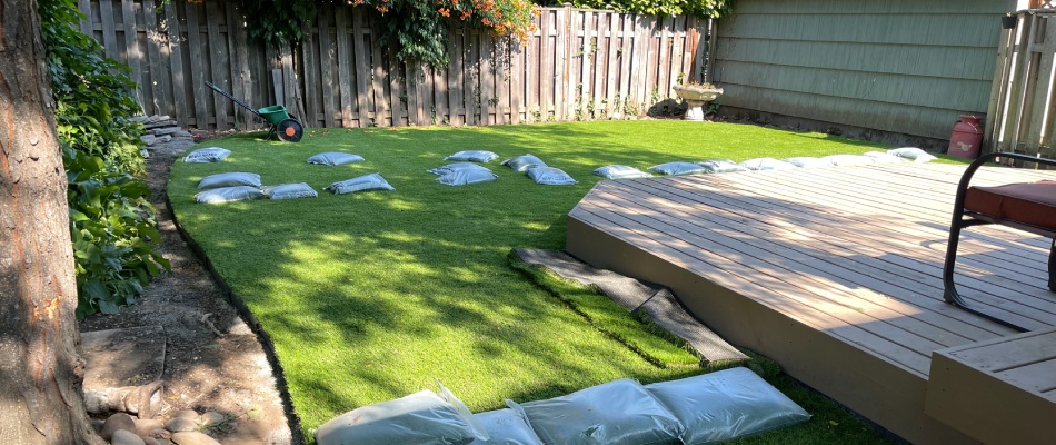 Pressed down turf installed in Beaverton, OR.