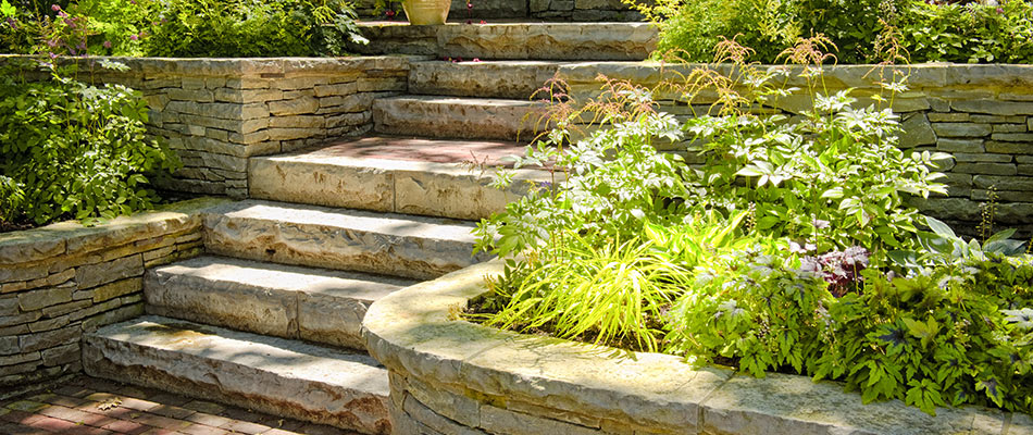Custom siloam outdoor steps built in customer's backyard in Beaverton, OR.
